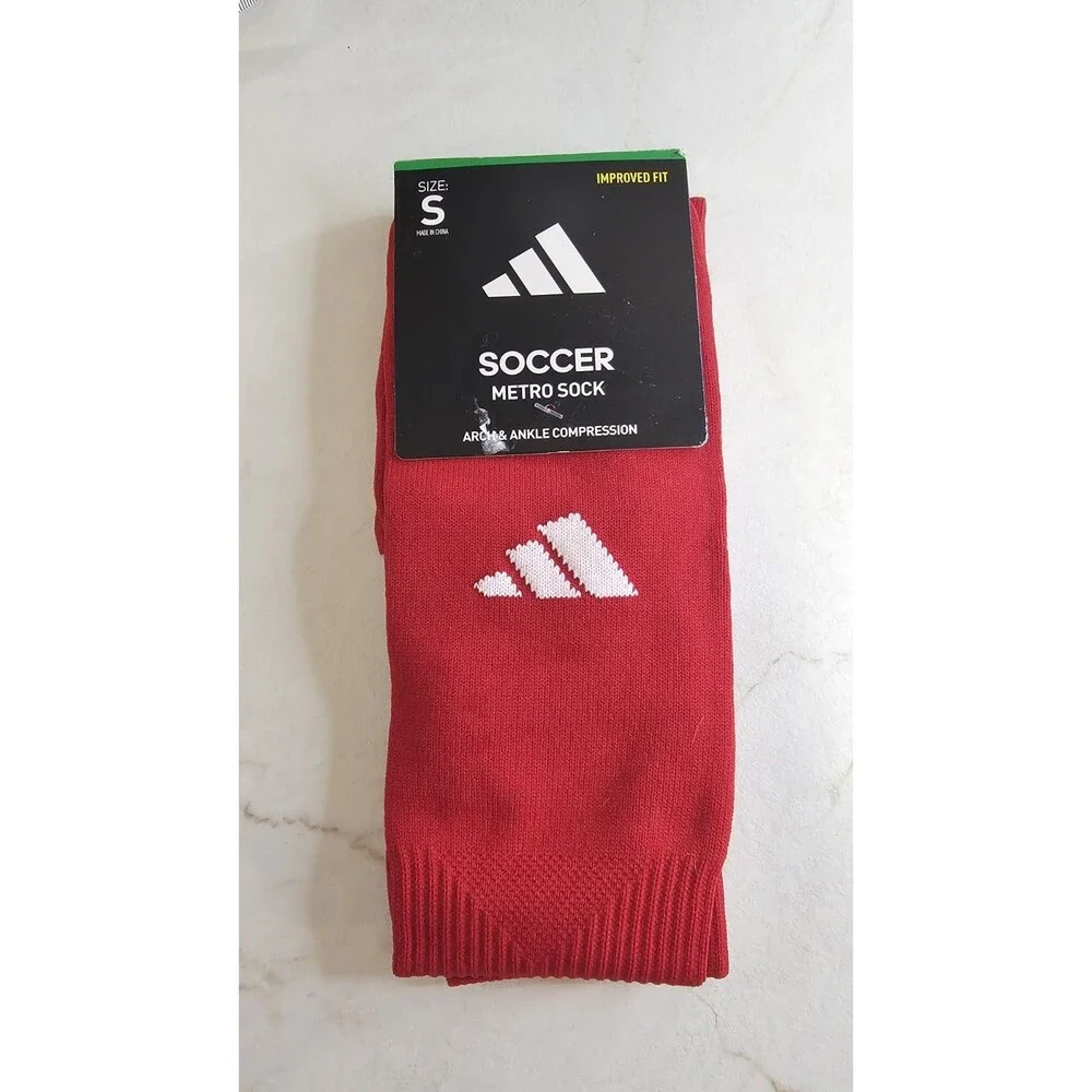 Adidas Metro Soccer Socks Red Size Small OTC Compression NWT
